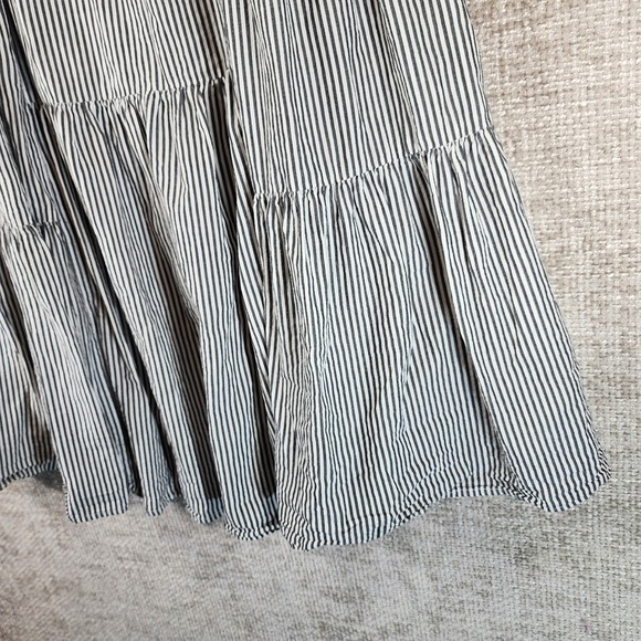 Dylan Railroad Stripe Sun Dress A-Line Midi Womens M Black White Ruffled - Picture 8 of 10